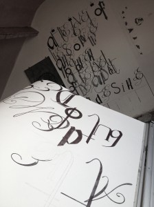 The 'Lacan' watercolours / drawings, slowly taking over my studio. Pencil and watercolour on paper. Emma Bolland.