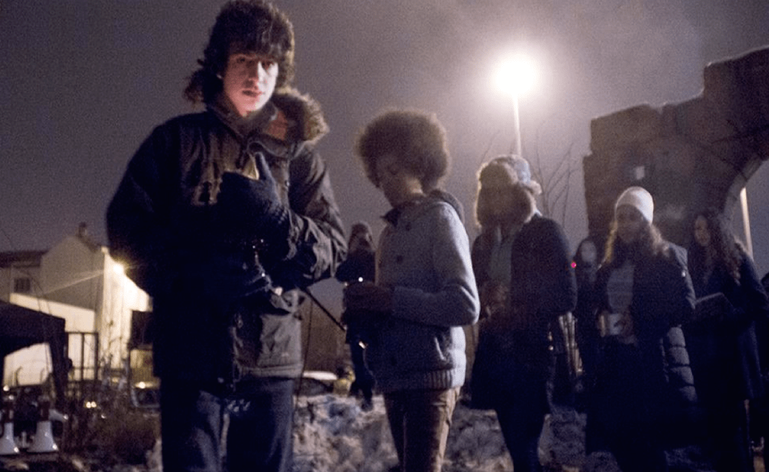 The Leeds Young Author’s Group lead a candlelit procession through the derelict arch and down to the river.